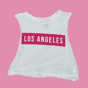 Forever 21 White and Pink Graphic Tank Top